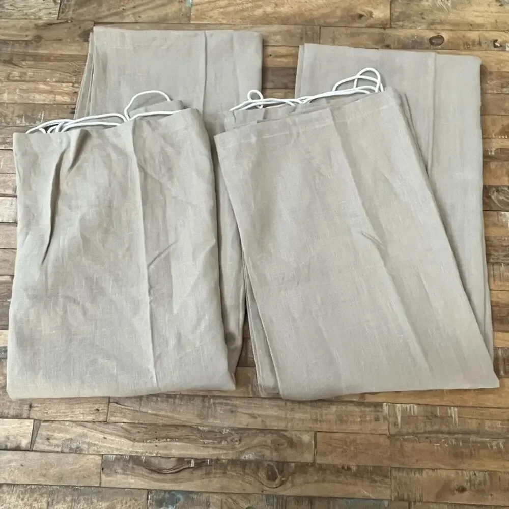 Spiegel Neutral Beige Linen Curtain Panels 1 Pair Rope Details 92